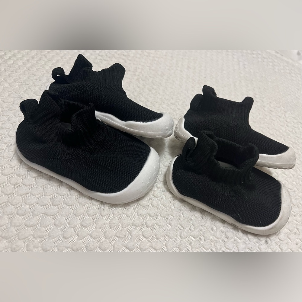 2 Pairs- Black Kids Slip-On Shoes